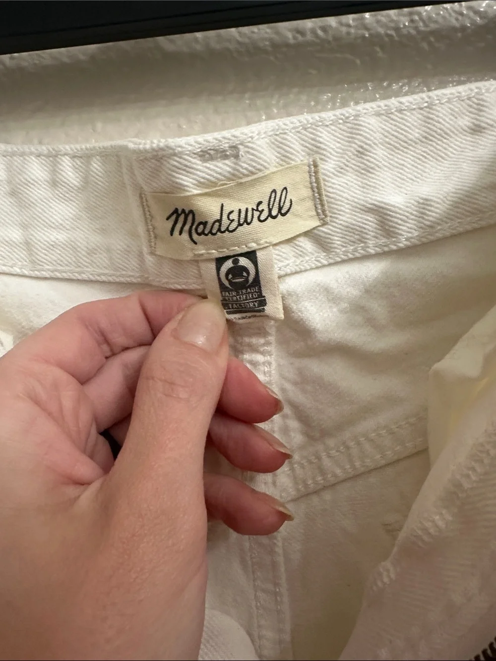 Madewell Baggy White Denim Shorts with Raw Edge